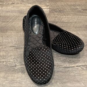 Torrid Black velvet polka dot glitter loafers 8WW Holiday Party Dressy